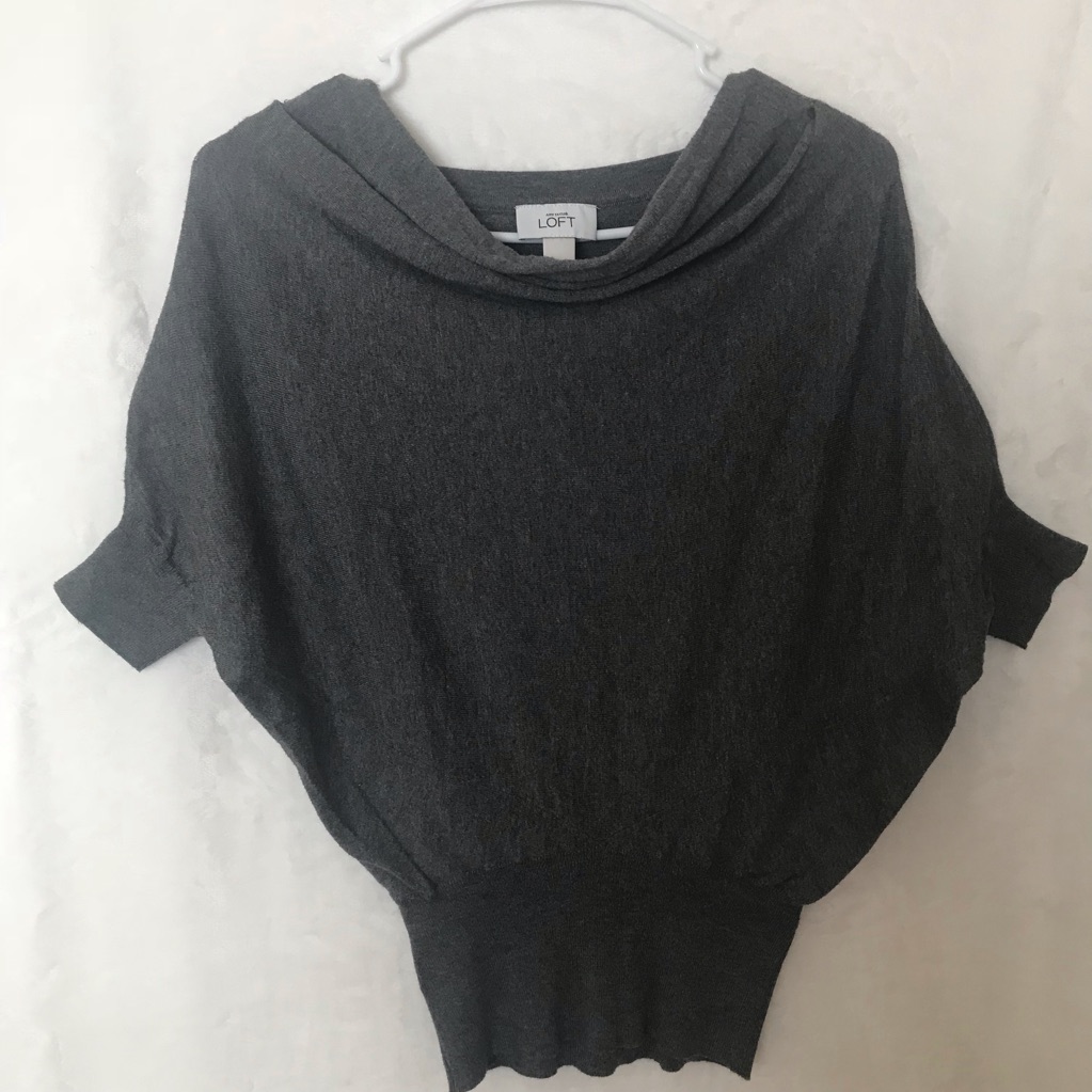Ann Taylor Loft Blouse Short Sleeve Xs , Gray